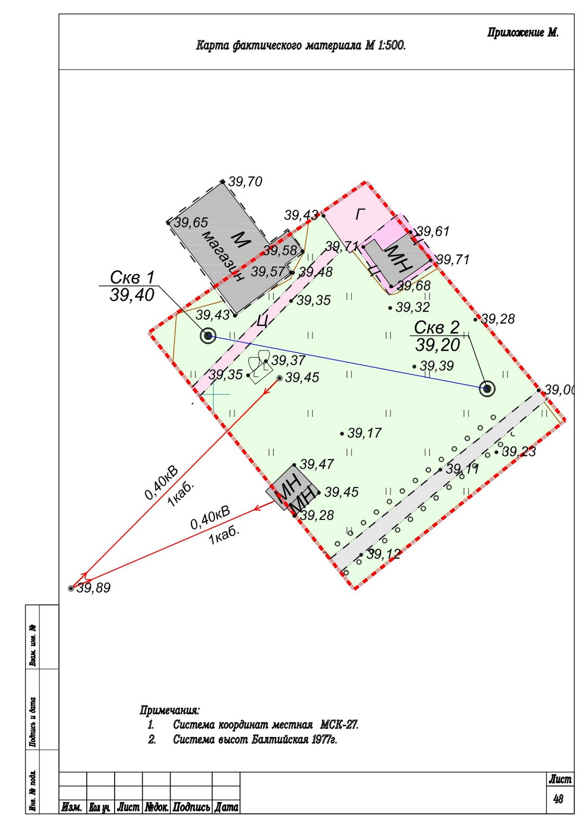 Карта фактического материала М 1:50 Карта фактического материала М 1:50