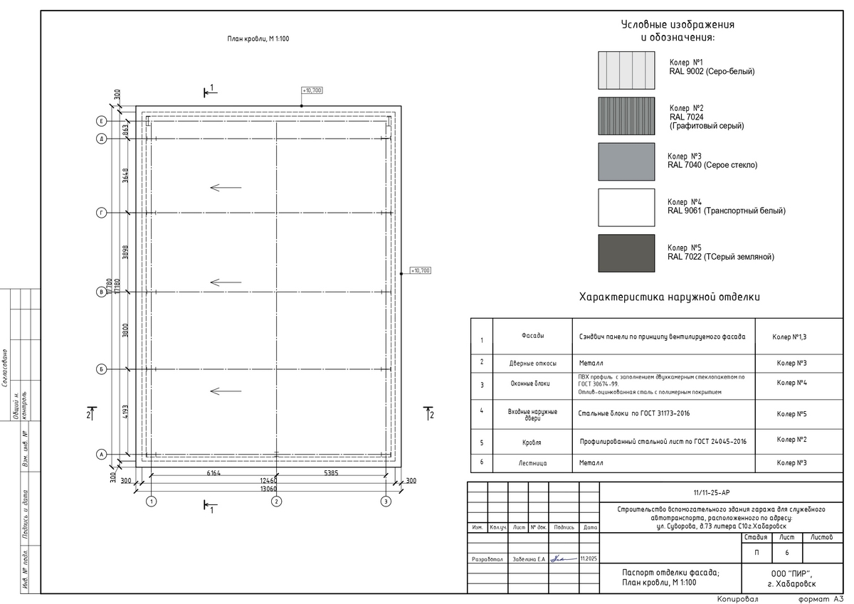 План кровли. Паспорт отделки фасада План кровли. Паспорт отделки фасада